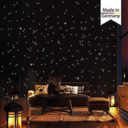 Wandtattoo-Loft 350 Puntos Luminosos y Estrellas Luminosas para Cielo Estrellado - Autoadhesivo y Fluorescente - Extra Fuerte Luminosidad