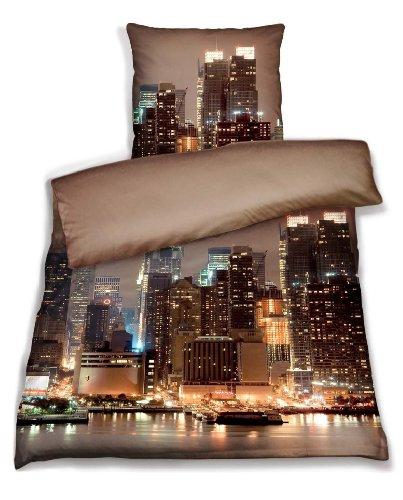 Nueva York en la Noche - Ropa de Cama 155x220cm Digitales satén Cubierta de la Impresora