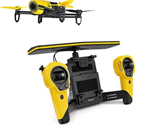 Parrot BEBOP - Dron cuadricóptero (Full HD 1080P, 14 Mpx, 47 Km/h, 11 minutos de vuelo, 8GB, GPS, Vídeo Live Streaming) + Mando Skycontroller + 2 baterías, color amarillo