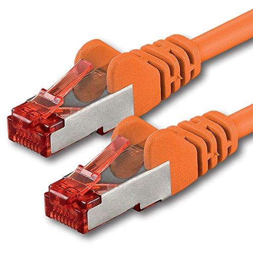 1aTTack - Cable de Red SFTP PIMF con 2 Conectores RJ45 de Doble apantallamiento Cat 6 Naranja 1m