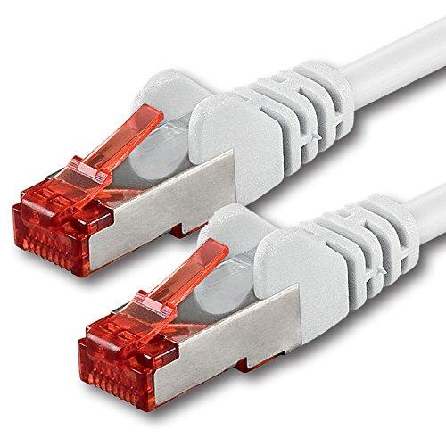 1aTTack - Cable de Red SFTP PIMF con 2 Conectores RJ45 de Doble apantallamiento Cat 6 Blanco 0,5m