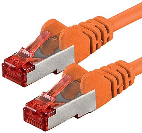 1aTTack - Cable de Red SFTP PIMF con 2 Conectores RJ45 de Doble apantallamiento Cat 6 Naranja 0,5m