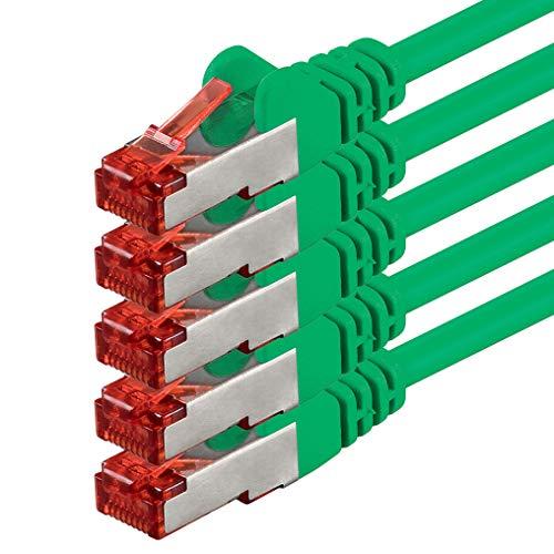 1aTTack - Cable de Red SSTP PIMF con 2 Conectores RJ45 de Doble apantallamiento Cat 6 0 Verde - 5 Unidades 0,25 m