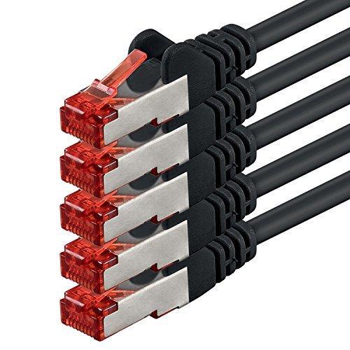 1aTTack - Cable de Red SFTP PIMF con 2 Conectores RJ45 de Doble apantallamiento Cat 6 Negro - 5 Piezas 1m