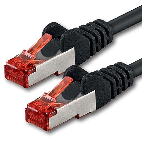 1aTTack - Cable de SSTP PIMF con Conectores RJ45 (Doble apantallamiento, Cat. 6, 0,5 m), Color Negro