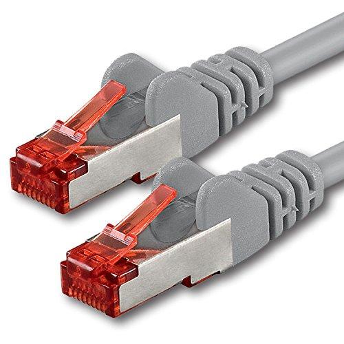 1aTTack - Cable de Red SFTP PIMF con 2 Conectores RJ45 de Doble apantallamiento Cat 6 Gris 0,5m