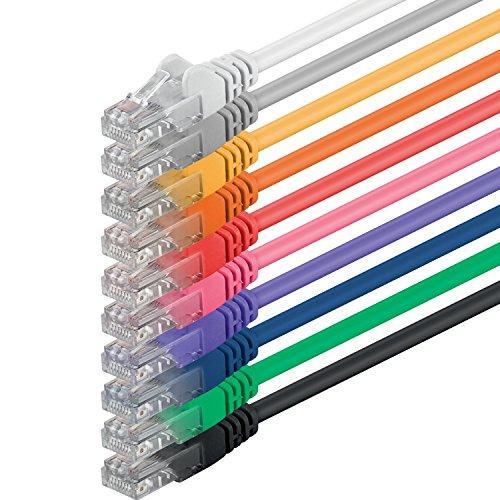 1aTTack - Cable de Red UTP con Conectores RJ45 (Cat. 5, 10 Unidades), 10 Colores 0,5m
