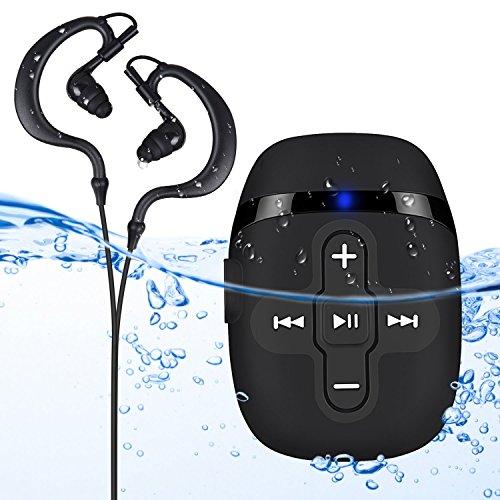 Mp3 Acuatico 8GB, AGPTEK S18 Clip Reproductor de MP3 Impermeable IPX8 con Auriculares para Nadar y Correr, Color Negro