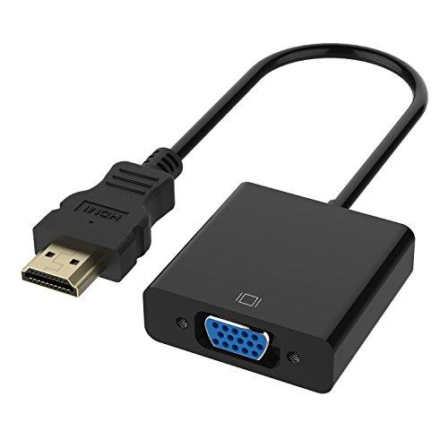 Chnano Cable adaptador HDMI a VGA macho chapado en oro de 1080p para PC, Raspberry Pi, reproductor de DVD, computadora portátil, PC, TV BOX y Ultrabook Negro