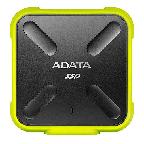 ADATA ASD700-256GU3-CYL- Disco duro externo SSD NAND 3D de 256GB (duradero, resistente al polvo, al agua y a impactos IP68, 440 MB/s de lectura y escritura) color amarillo