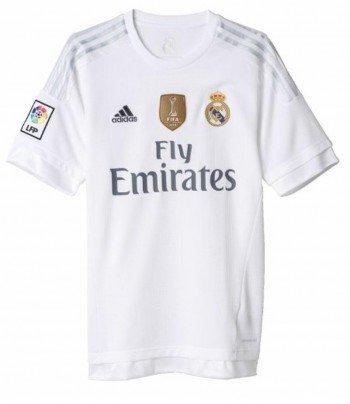 adidas 1ª Equipación Real Madrid CF 2015/2016 - Camiseta oficial con la insignia de campeón del mundo para hombre, color blanco, talla XXL