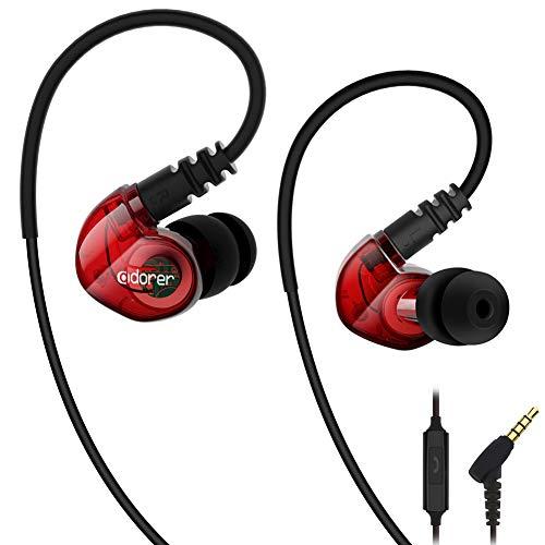 adorer Auriculares RX6 Cascos Deportivos con Mic, Resistente al Agua IPX4 para iPhone, Android y MP3 - Rojo