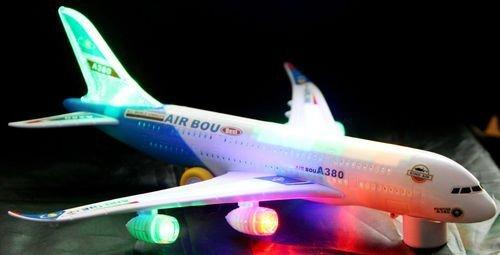Top Race Airplane Airbus Toy Modelo con hermosas luces intermitentes atractivas y música ruidosa, acción Bump and Go, juguetes para niños niños de 3, 4, 5 y 6 años A380