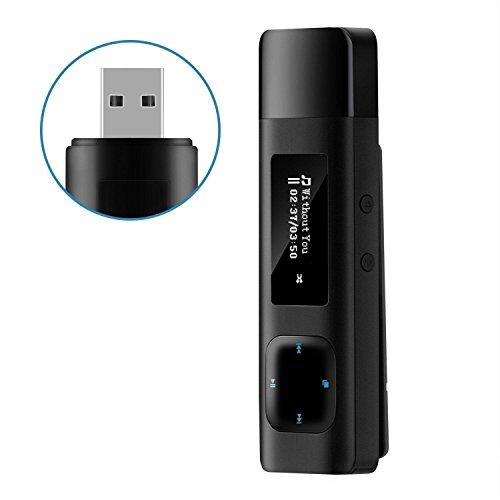 AGPTEK U1- Reproductor MP3 de 8 GB (Conector USB, Radio FM, Grabadora de Voz), Color Negro