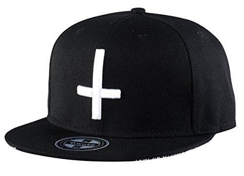 Aivtalk - Hip Hop Negro Sombrero Gorra de Béisbol con Bordado de Cruz Snapback Ajustable Moda para Hombre Mujer