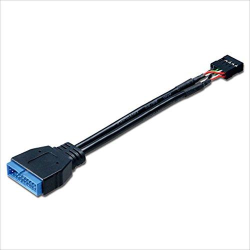 Akasa 9-pin/19-pin USB 3.0 19-Pin USB 2.0 9-Pin Negro - Adaptador para Cable (USB 3.0 19-Pin, USB 2.0 9-Pin, Male Connector/Female Connector, 0,1 m, Negro)