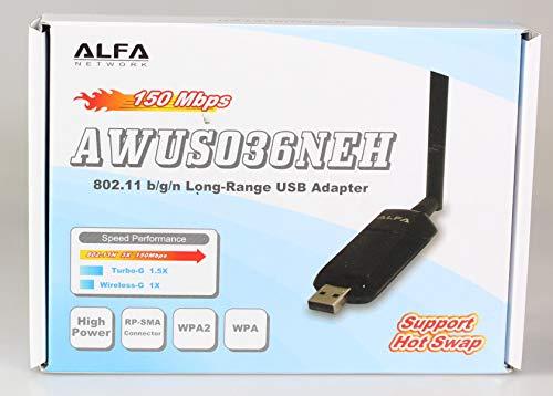 Alfa 1000mW 1W Ganancia 802.11g / n Alta (Ganancia de Antena) del Adaptador de Red Wi-Fi USB Wireless G/N Long Range WiFi - la protección contra el copiado Llave (dongle) awus036neh
