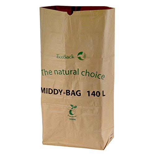 All-Green - Bolsas de Basura biodegradables y compostables (Papel, 140 L, 10 Bolsas), Color marrón