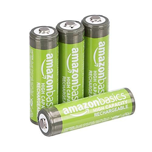 AmazonBasics - Pilas AA recargables de alta capacidad, precargadas, paquete de 4 (el aspecto puede variar)