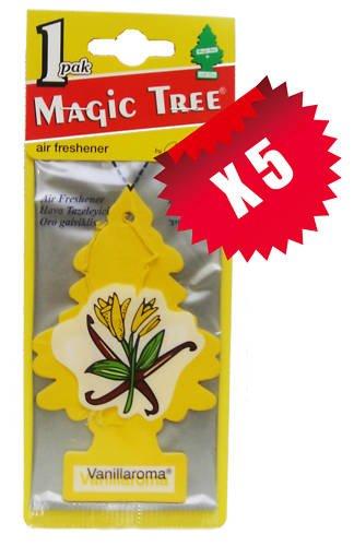 Ambientador para Coche Marca Magic Tree - Fragancia "Vanillaroma" - Paquete de 5