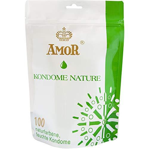Paquete de 100 preservativos naturales"Nature" de AMOR para una sensación auténtica, real y extra húmeda (testados en Alemania)