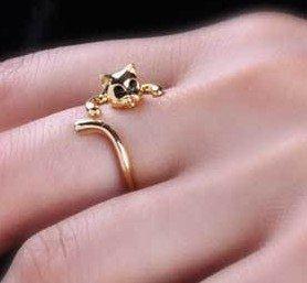 Anillo joyería JE5041, anillo en forma de plata enchapado en oro o chapado gato, ajustable Tamaño
