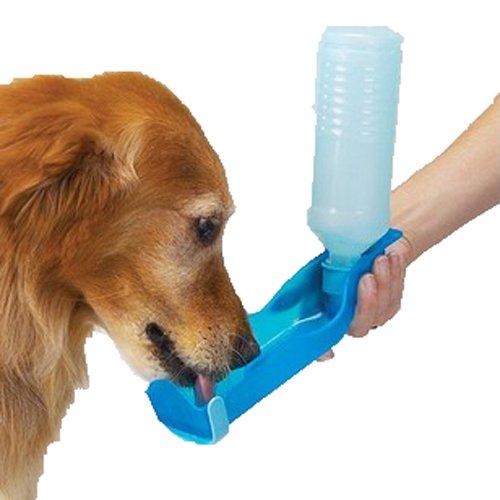 Anself Botella de perro de mascota de gato para beber agua Biberón portable dispensador cuando en paseo 500ml Azul