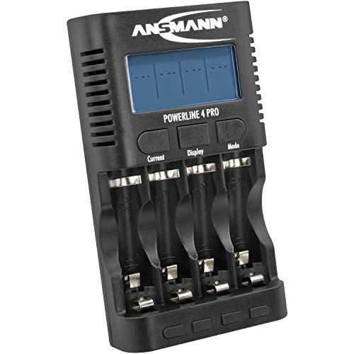 ANSMANN Cargador universal de baterías Powerline 4 Pro - Cargador de pilas con 4 ranuras multifunción - Para pilas recargables AA AAA y NiMH NiCd