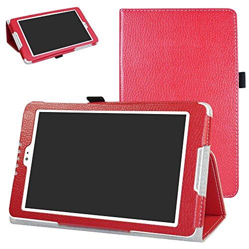 BQ Aquaris M8 Funda,Mama Mouth Slim PU Cuero Con Soporte Funda Caso Case para 8.0" BQ Aquaris M8 Tablet PC,Rojo