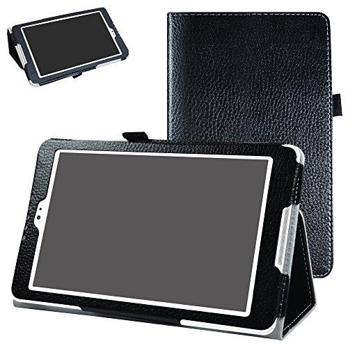 BQ Aquaris M8 Funda,Mama Mouth Slim PU Cuero Con Soporte Funda Caso Case para 8.0" BQ Aquaris M8 Tablet PC,Negro