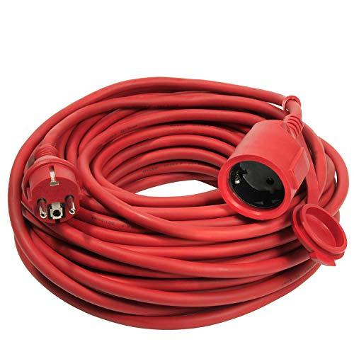 AS Schwabe 60264 - Cable alargador de goma (25 m, H05RR-F 3G1.5, IP44 en exteriores), Rojo