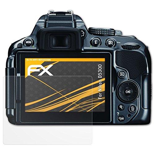 atFoliX Película Protectora Compatible con Nikon D5300 Lámina Protectora de Pantalla, antirreflejos y amortiguadores FX Protector Película (3X)