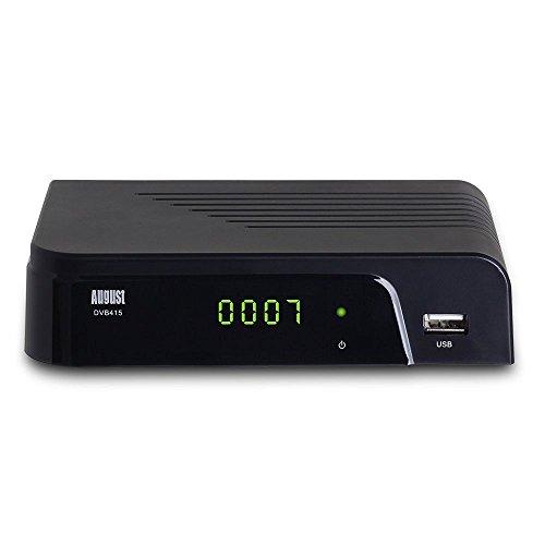 August Sintonizador de 1080p HD (DVB415) HDMI y Scart con receptor DVB-T/T2 y reproductor multimedia para grabar sus programas favoritos () Negro