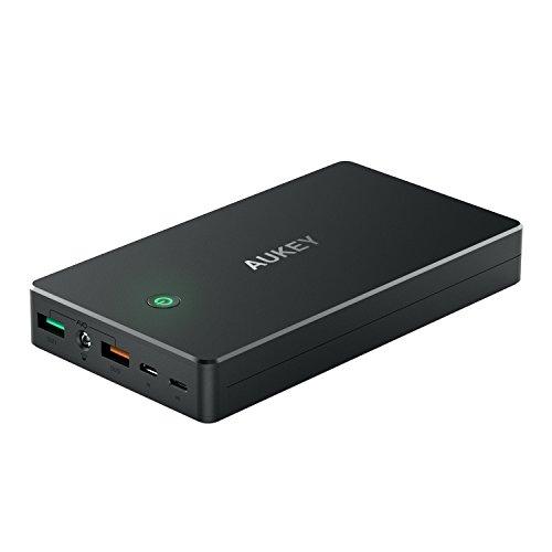 AUKEY Quick Charge 2.0 Bateria Externa 20000mAh con Entrada Lightning y Micro USB, 2 Salidas para iPhone, Samsung Galaxy S8/S8+, SONY, ect., con Cable Micro-USB de 20cm