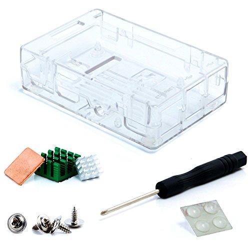 Aukru Transparente Caja para Raspberry Pi 3 Model B y Pi 2 Model B/B+ (B Plus) con 3X disipador de Calor