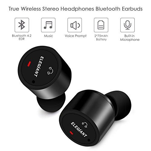 ELEGIANT Mini Auriculares Bluetooth Inalámbricos con Micrófono Manos Libre para Deporte Reducción de Ruido Estéreo Bajo Uso Dual para iPhone XS X 8 7 6S Samsung S8 S9 Xiaomi Huawei Mate 20 P20