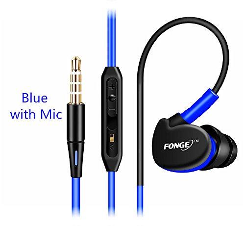 Estéreo en la Oreja Deporte Impermeable Auricular con micrófono de Manos Libres para Smartphones Tabletas mp3 mp4 Azul