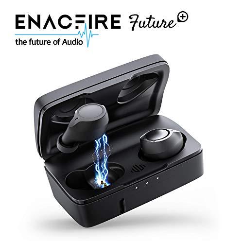 Auriculares Bluetooth, ENACFIRE Future Plus Auriculares inalámbricos Mini Twins Estéreo In-Ear Sport Bluetooth 5.0 con Caja de Carga de 2600mAh Portátil Y Micrófono Integrado 104h reproducción, IPX7