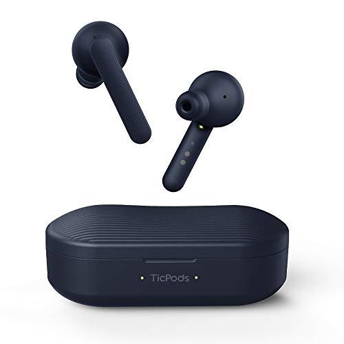 Mobvoi TicPods Free Son Auriculares Bluetooth inalámbricos auténticos con Estuche de Carga, Resistente al Agua, Audio nítido y Claro en Ambos oídos, Aislamiento de Ruido - Azul Marino