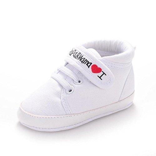 Calzado Auxma infantil del bebé del niño de la muchacha del muchacho sole suave zapatilla de deporte para niños pequeños (0-6 Meses, Blanco)