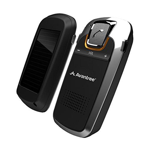 Avantree [Versión Mejorada] Sunday Plus Kit de Coche Bluetooth con Carga Solar, Altavoz de Parasol Manos Libres Inalámbrico, soporta GPS y Música