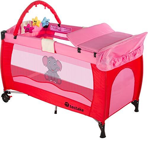TecTake Cuna infantil de viaje portátil altura ajustable con acolchado para bebé - disponible en diferentes colores - (Rosa | No. 402202)