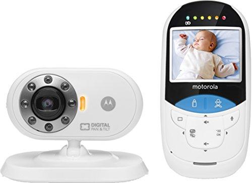 Motorola MBP27T - Vigilabebés vídeo con pantalla a color de 2.4" y termómetro, color blanco