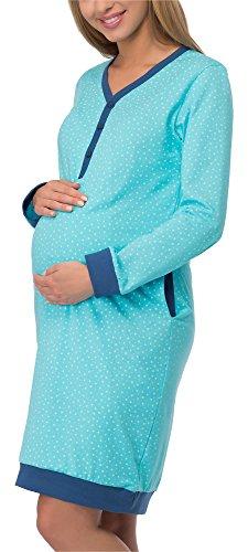 Cornette Premamá Camisón Lactancia Vestido de Casa Mujer 606 (Turquesa/Azul Oscuro, XXL)