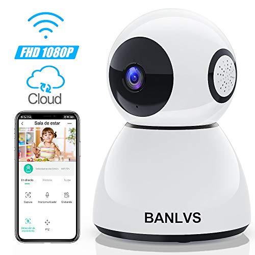 BANLVS 1080P Cámara IP WiFi, Cámara de Vigilancia WiFi Interior FHD con Visión Nocturna, Detección de Movimiento, Audio de 2 Vías, Vigilancia de Seguridad para Hogar/Bebé/Mascotas