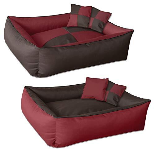 BedDog® 2en1 colchón para Perro MAX Quattro XXL Aprox. 120x85 cm, 8 Colores, Cama, sofá,Cesta para Perro, Rojo/marrón