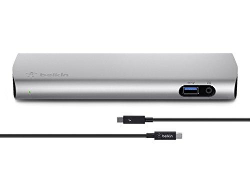 Belkin Thunderbolt 2 Express HD - Base Dock para Macbook, Pantallas duales, 4K, Cable Thunderbolt, Plateado