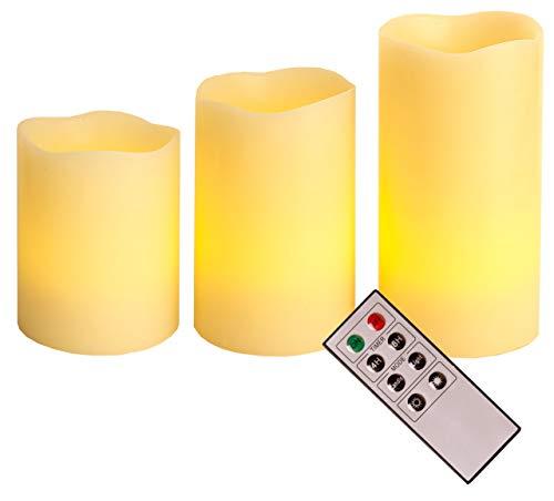 Best Season 066-70 - Juego de lámparas LED con forma de vela, 3 piezas, incluye mando a distancia