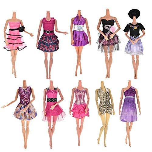 BESTIM INCUK® 10 piezas/paquete Muñeca ropa hecha a mano fiesta vestido de boda de ropa trajes para Regalo de cumpleaños de la niña de la muñeca de Barbie