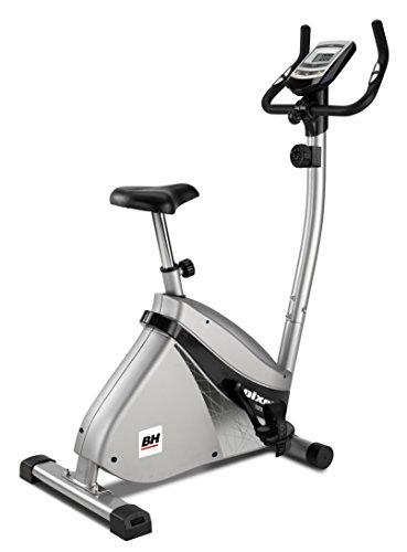 BH Fitness Pixel H494 - Bicicleta estática, Volante de inercia 7,5kg, Freno magnético, Monitor LCD,  Ruedas de transporte, Gris